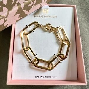 NEW House of Harlow 1960 Gold Link Bracelet with Box NIB